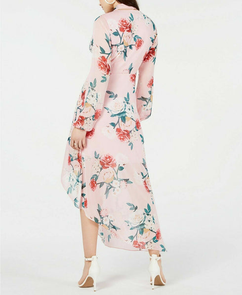 Guess Women's Dress Light Pink Sheath Floral Kellyanne Hi-Low MSRP $128 Size 4